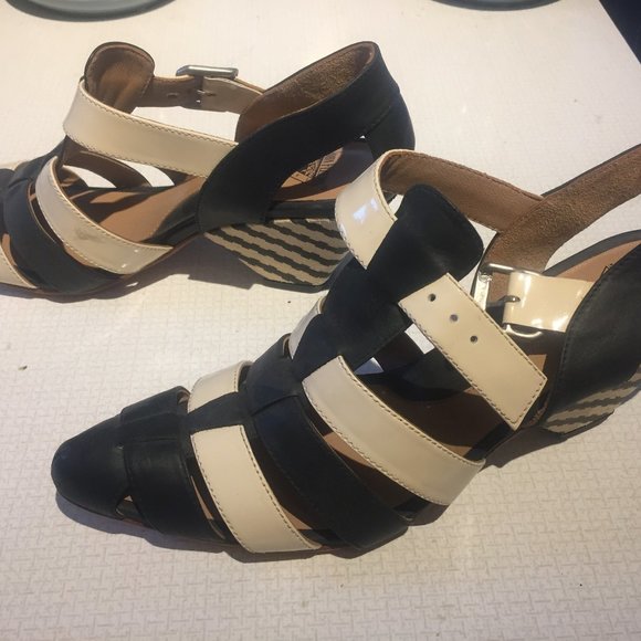 Fluevog Black and Cream Sandals - Never Worn!!! - Picture 1 of 6
